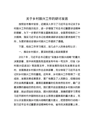 关于乡村振兴工作的研讨发言.docx
