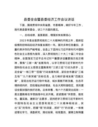 县委全会暨县委经济工作会议讲话.docx