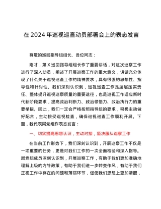 在2024年巡视巡查动员部署会上的表态发言.docx