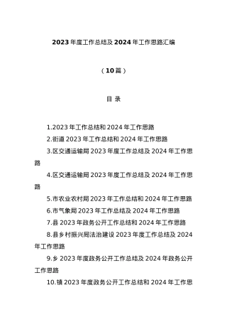 (10篇)2023年度工作总结及2024年工作思路汇编.docx
