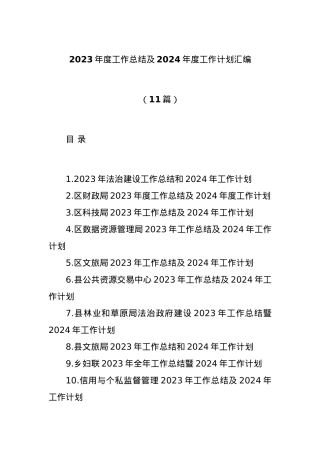 (11篇)2023年度工作总结及2024年度工作计划汇编.docx