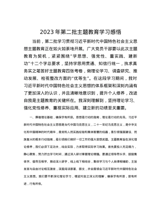 2023年第二批主题教育学习感悟.docx
