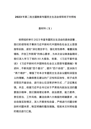2023年第二批主题教育专题民主生活会领导班子对照检查材料（1）.docx