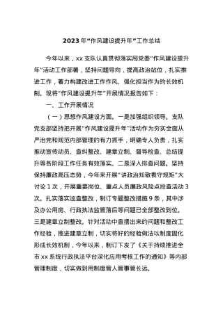 2023年“作风建设提升年”工作总结.docx