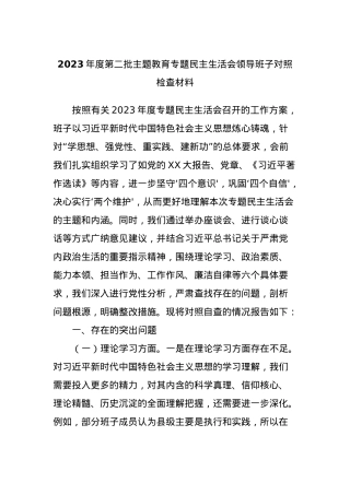 2023年度第二批主题教育专题民主生活会领导班子对照检查材料 (2).docx