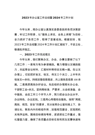 2023年办公室工作总结暨2024年工作计划.docx