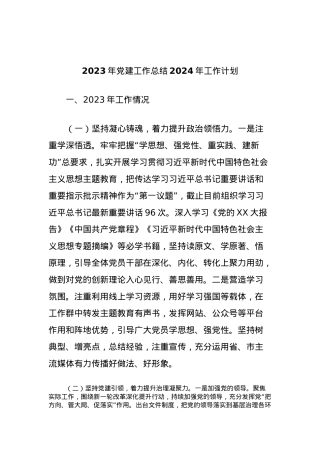 2023年党建工作总结2024年工作计划.docx