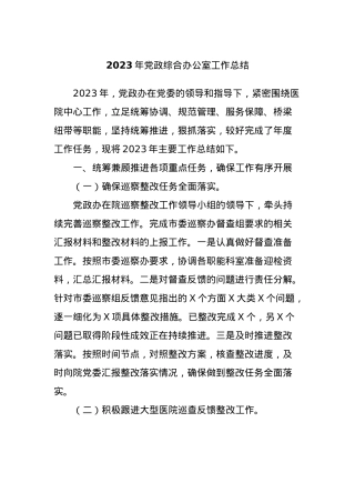2023年党政综合办公室工作总结.docx