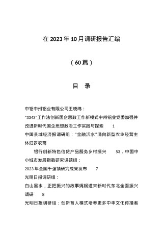 （60篇）在2023年10月调研报告汇编.docx