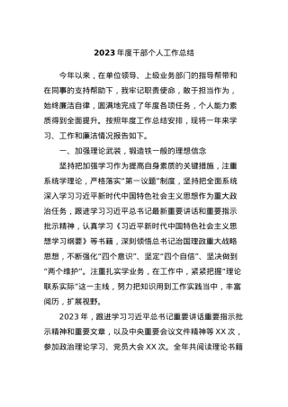 2023年度干部个人工作总结.docx