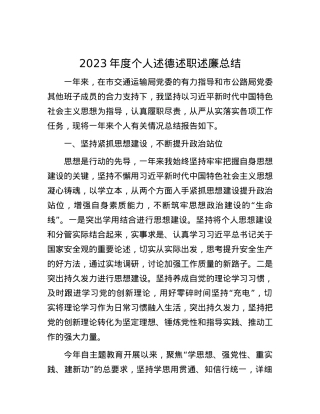 2023年度个人述德述职述廉总结.docx