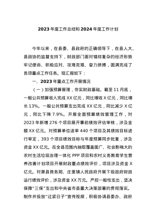 2023年度工作总结和2024年度工作计划.docx