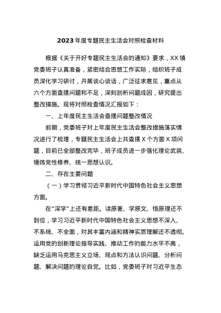 2023年度专题民主生活会对照检查材料.docx