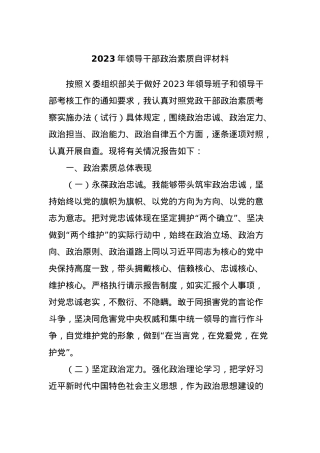 2023年领导干部政治素质自评材料.docx