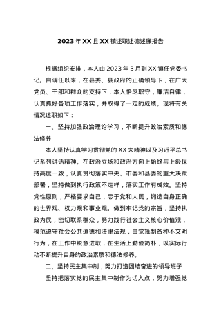 2023年XX县XX镇述职述德述廉报告.docx