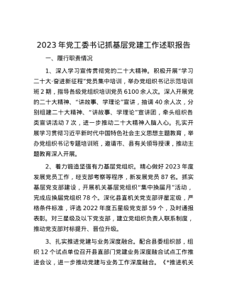 2023年党工委书记抓基层党建工作述职报告.docx