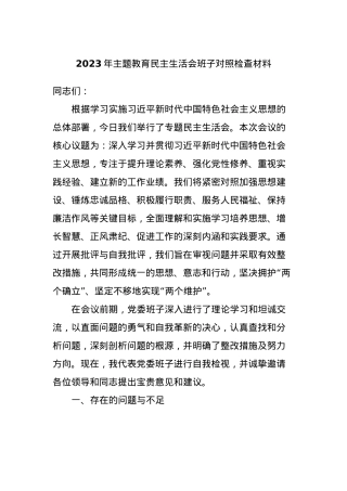 2023年主题教育民主生活会班子对照检查材料.docx