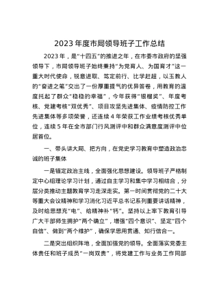 2023年度市局领导班子工作总结.docx
