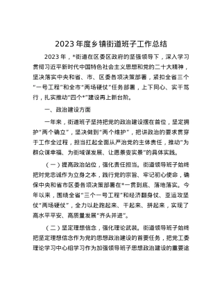 2023年度乡镇街道班子工作总结(1).docx