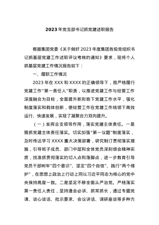 2023年党支部书记抓党建述职报告.docx