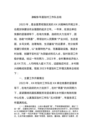 2023年度驻村工作队总结.docx