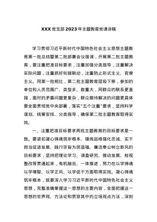 XXX党支部2023年主题教育党课讲稿.docx