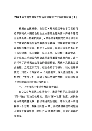 2023年主题教育民主生活会领导班子对照检查材料（1）.docx