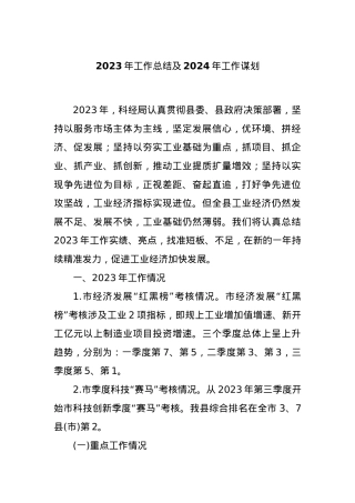 2023年工作总结及2024年工作谋划.docx