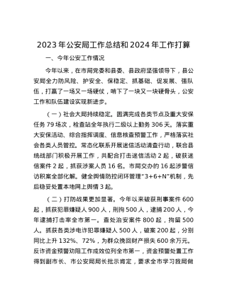 2023年公安局工作总结和2024年工作打算.docx