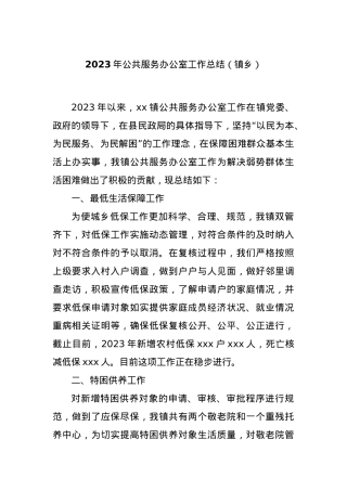 2023年公共服务办公室工作总结（镇乡）.docx