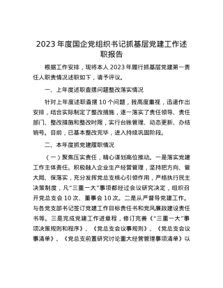 2023年度国企党组织书记抓基层党建工作述职报告.docx
