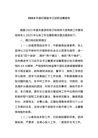 2023年度纪委副书记述职述廉报告.docx