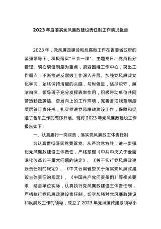 2023年度落实党风廉政建设责任制工作情况报告.docx