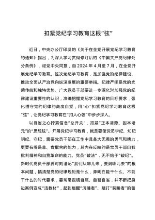 党纪学习教育∣09学习交流：20240410扣紧党纪学习教育这根“弦”.docx
