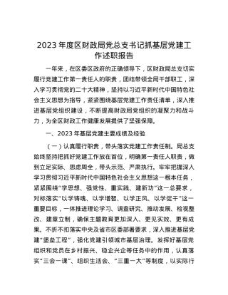 2023年度区财政局党总支书记抓基层党建工作述职报告.docx
