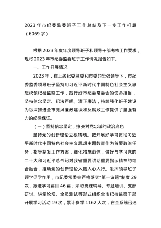 2023年市纪委监委班子工作总结及下一步工作打算.docx
