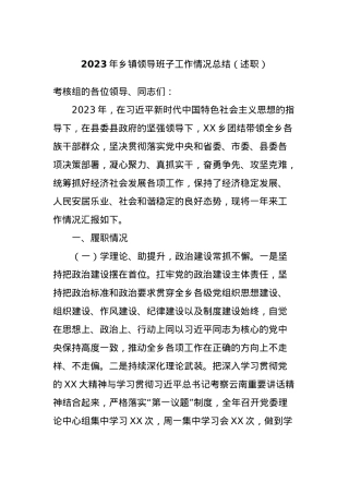 2023年乡镇领导班子工作情况总结（述职）.docx