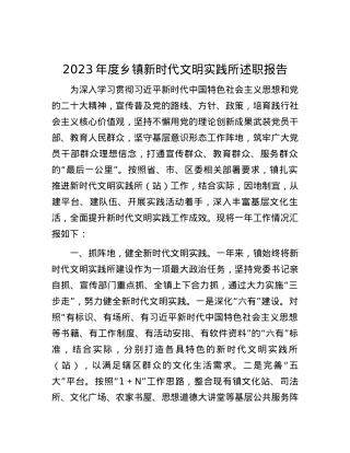 2023年度乡镇新时代文明实践所述职报告.docx