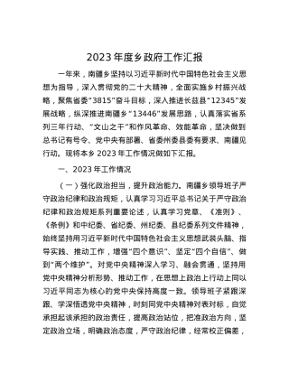 2023年度乡政府工作汇报.docx