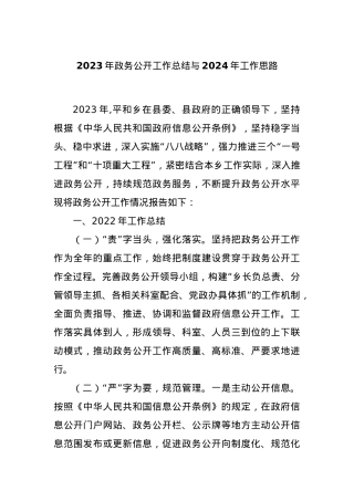 2023年政务公开工作总结与2024年工作思路.docx