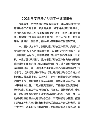 2023年度抓意识形态工作述职报告.docx