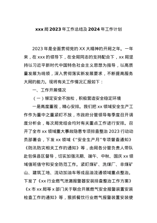 xxx局2023年工作总结及2024年工作计划.docx