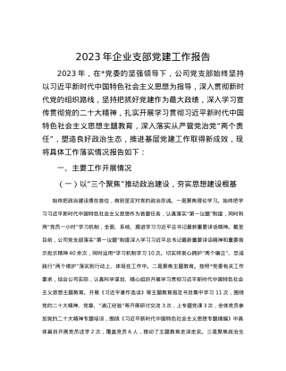 2023年企业支部党建工作报告.docx