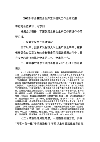 2023年全县安全生产工作情况工作总结汇报.docx
