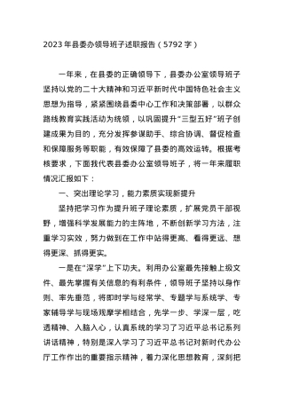 2023年县委办领导班子述职报告.docx
