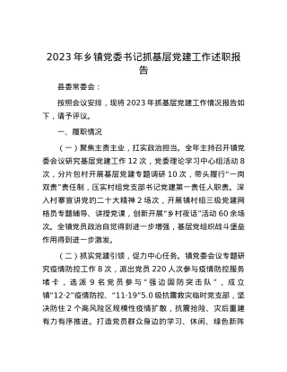 2023年乡镇党委书记抓基层党建工作述职报告.docx