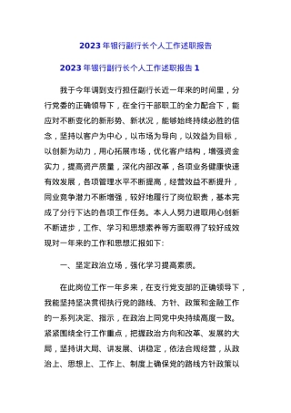 2023年银行副行长个人工作述职报告.docx