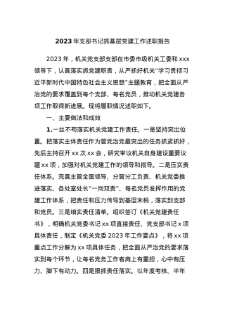 2023年支部书记抓基层党建工作述职报告.docx