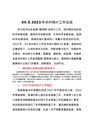XX县2023年农村统计工作总结【优】.docx