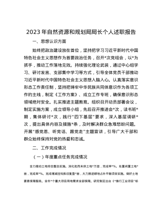 2023年自然资源和规划局局长个人述职报告.docx